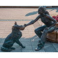 Classical Design Life Size Bronze Sculpture of Lady and Dog Statue